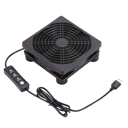 PANO-MOUNTS Upgraded 120mm 5V USB Powered PC Router Fan with Speed Controller High Airflow Cooling Fan for Router Modem DVR Playstation TV Box and Other Electronics