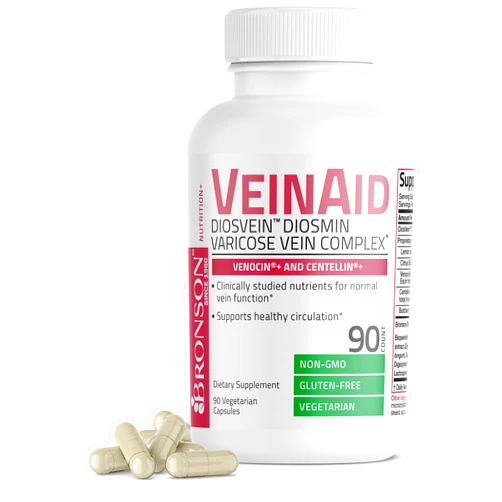 Bronson VeinAid Diosmin 1000mg DiosVein Varicose Vein Complex with Venocin & Centellin, 90 Vegetarian Capsules