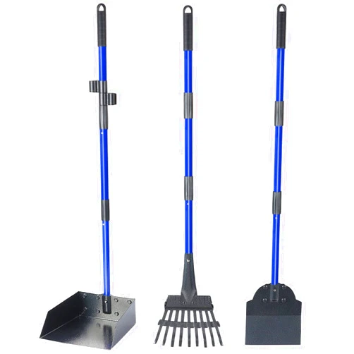 Derkriy Dog Pooper Scooper for Large Medium Small Dogs, Adjustable Long Handle Poop Scooper for Dogs with Metal Tray, Rake and Spade, Heavy Duty Dog Poop Scooper for Yard, Lawn, Grass, Gravel, Dirt (Blue)