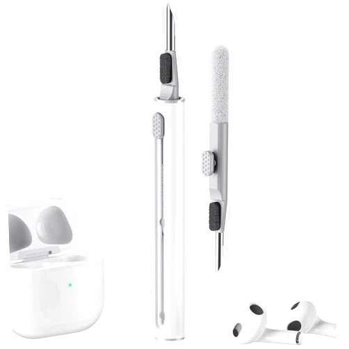 Hyashee Cleaner Kit for Airpods Pro 1 2 3 Multi-Function Cleaning Pen with Soft Brush Flocking Sponge for Bluetooth Earphones Case Cleaning Tools White