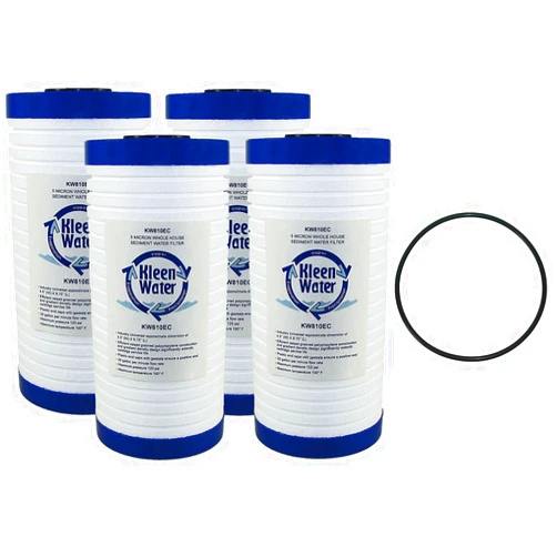 KleenWater KW810EC Water Filter Compatible with Whirlpool WHKF-GD25BB, WHKF-DWHBB and Aqua-Pure AP810, AP801 (4 Pack with 1 O-Ring)