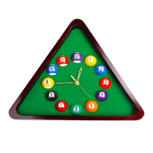 MLSJM ZHONGPIN Pool Balls Wall Clock,Silent Sweeping Seconds,Accurate time Keeping,Creative Wooden Billiards Triangle Clock Wall Clock with Pool Ball Numbers for Living Room Bedroom Decoration
