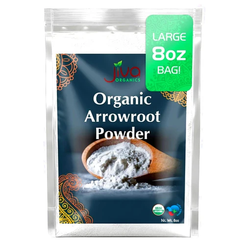 Jiva Organics Organic Arrowroot Flour (Powder) 8 Ounce Bag - Raw, Non-GMO
