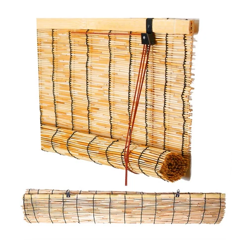 Qisade Bamboo Roller Blinds，Bamboo Roll Up Window Blind Sun Shade, Retro Straw Blinds,Roman Blinds,Light Filtering Roller Shades，with 70% UV Protection，for Indoor/Outdoor/Balcony,Shutters/Curtain