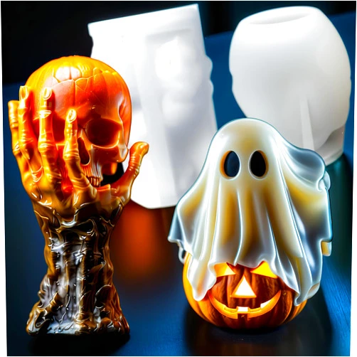 YMMLLP 2Pack Halloween Skull Silicone Molds Ghost Pumpkin Candle Molds 3D Ghost Skull Silicone Molds Halloween Resin Molds for DIY Epoxy Resin Casting Handmade Aromatherapy Candle Wax Soap Art Crafts Decor