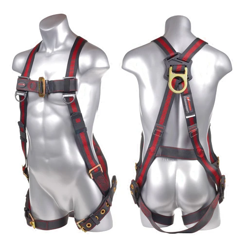 KStrong UFH10201G Kapture Elite Fall Protection 5-Point Full Body Safety Harness with Dorsal D-Ring and Tongue Buckle Legs, L-XL, Red/Black