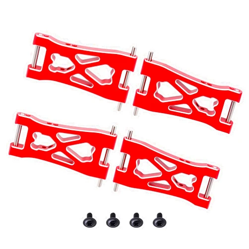 HobbyPark Aluminum Front & Rear Lower Suspension Arms for 1/10 Redcat Blackout XTE Upgrade Parts, fit XBE SC Pro, Replace BS213-007 / BLH-0002GM (4-Pack) (Red)