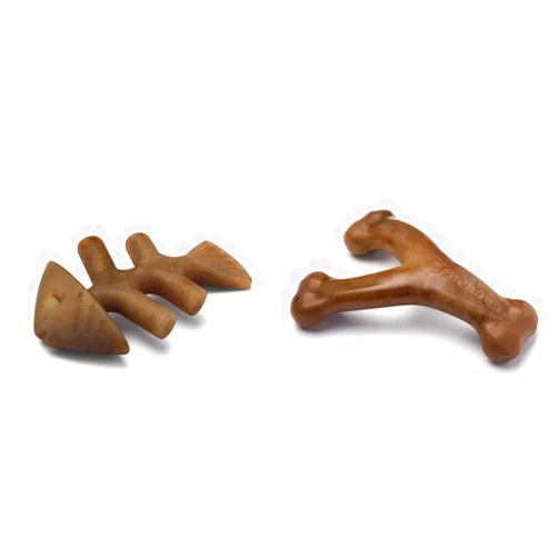 Benebone Fishbone and Wishbone Durable Dog Chews | Made in USA | Real Fish and Bacon Flavors