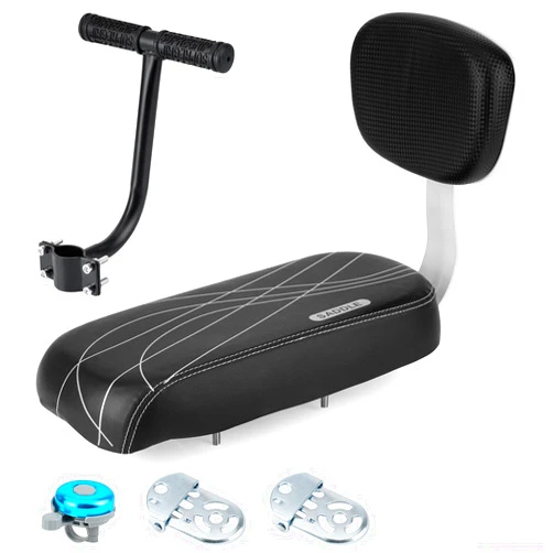 ZHOUWHJJ Universal Bicycle Rear Seat Cushion Armrest Footrest Set, Kids Child Safety Carrier Bicycle Baby Seat, Including Cushion and Backrest, Armrest Handrail, Footrests, Bell
