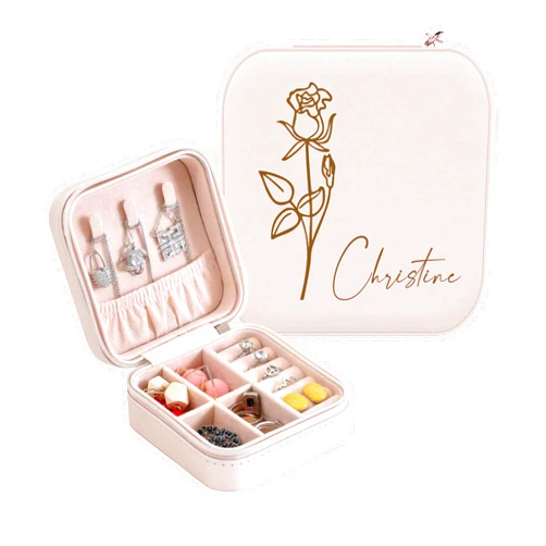 ALBK Personalized Gifts for Women - Personalized Travel Jewelry Box for Girls, Custom Small Travel Jewelry Case, Bridesmaid Proposal Gifts, Mini Jewelry Box, Gifts for Birthday Wedding Christmas