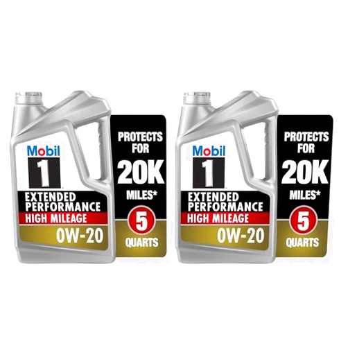 Mobil 1-123837 Extended Performance High Mileage 0W-20; 5QT, Gray (Pack of 2)