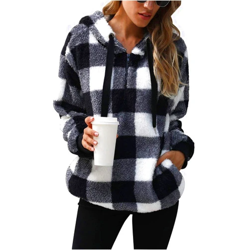 Yanekop Womens Hoodies Sherpa Pullover Sweater Fuzzy Fleece Sweatshirt Oversized Hoodie Cozy Outerwear with Pockets