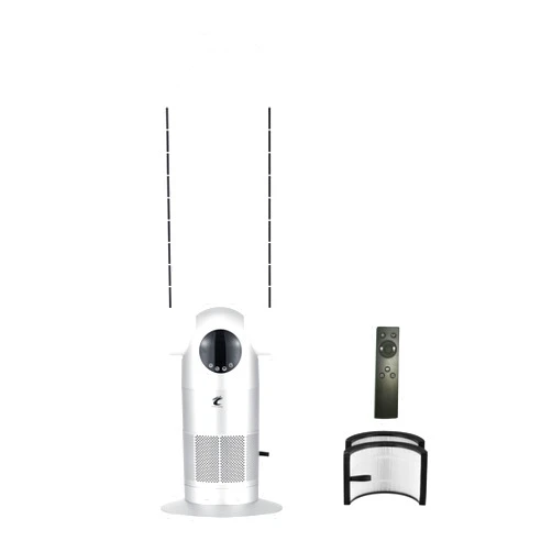 Ocean Loong Bladeless Tower Fan with Air Purifier - 120° Oscillating - Quiet Cooling Fan for Bedroom Home Office - 9 Speeds - 9Hs Timer - Remote Control - 39inch AC68P (Silver)
