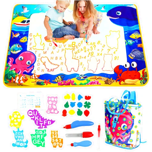 Wings Giant Aqua Doodle Pad Neon，Water Doodle Mat with Bag, Water Drawing for Travel, Magic Coloring Painting Writing Mat for Toddlers & Kids 3 4 5 6 7