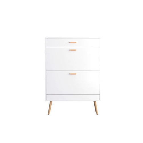 Monoki Shoe Cabinet, 16 Pair Shoe Rack Storage Organizer with 2 Flip Drawers, White Entryway Shoe Storage Cabinet for Heels, Boots, Slippers (White)