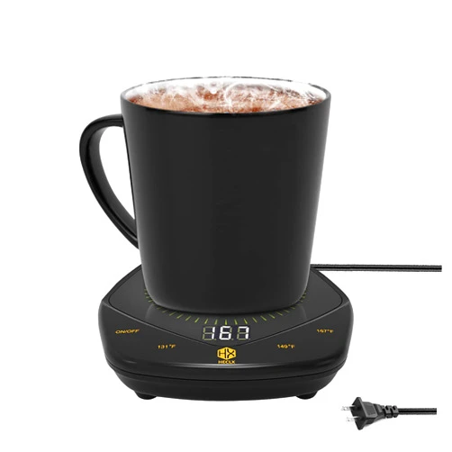 HX HECLX Coffee Mug Warmer with Auto Shut Off for Desk, Temperature-Controlled Smart Cup Warmer, Electric Tea & Espresso Beverage Warmers for Heating Coffee, Tea, Water, Milk (Black - 12oz)
