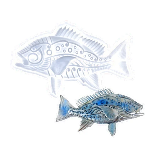 Finyoffiy 3D Mechanical Fish Resin Mold Animal Silicone Mold Wall Hanging Epoxy Mold DIY Casting Molds for Living Room Home Office,Aquarium Decoration,Holiday Gifts (A)