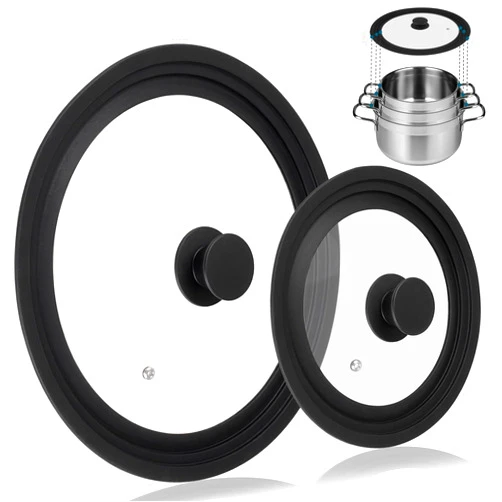 Komokeru Universal Lid for Pots Pans and Skillets, 2 Pack Pan Cover fit 7
