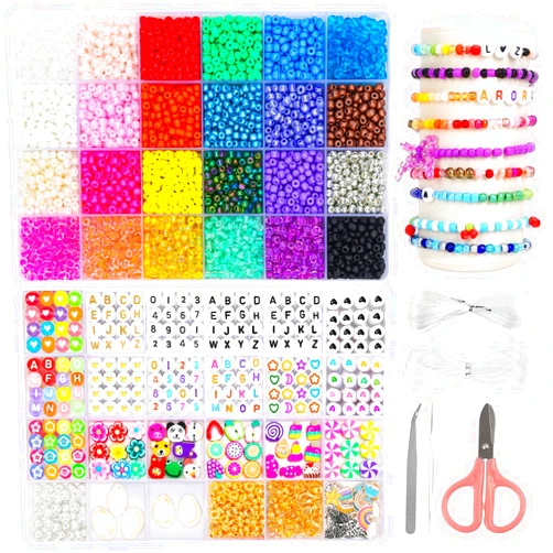 QUEFE 5300pcs 4mm Glass Seed Beads 24 Colors Handcrafted Accessories Kit, Friendship Bracelets Kit, Small Beads Kit Bracelet Beads for Jewelry Making, Bracelets, Necklaces, DIY Crafts