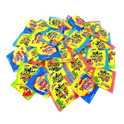 KLUB BULK Bulk Gummy Candy Assortment - 1.5-Lbs Sour Patch Kids Original, Tropical and Watermelon, and Swedish Fish Minis - Sweet and Sour Soft Candy Party Mix Snack Assortment - Individually Wrapped (24-Oz)
