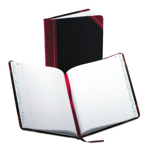 Boorum & Pease 38150R Record/Account Book, Record Rule, Black/Red, 150 Pages, 9 5/8 x 7 5/8