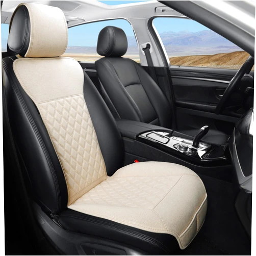 West Llama Linen Car Seat Covers-Breathable & Soft-Front Car Seat Protector Universal Fit 90% Cars,SUVs,Trucks,Diamond Pattern-1Piece,Beige