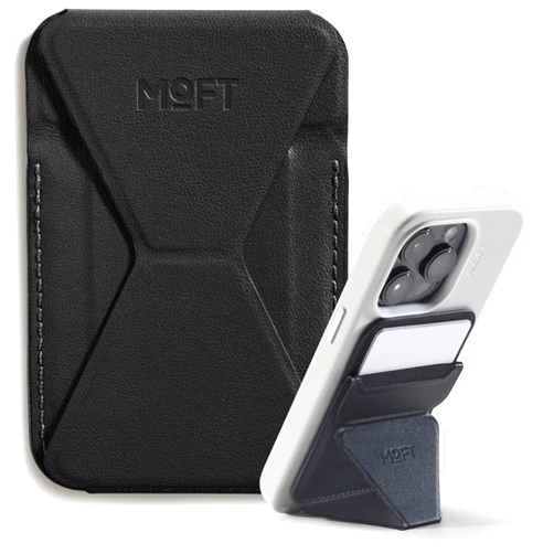MOFT Magnetic Wallet Stand Compatible with iPhone 17/16/15/14/13/12 Series, Angle Adjustment & Magsafe Compatible MOVAS Phone Stand,Jet Black