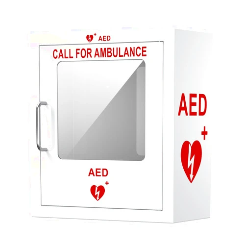 JPHYLL AED Cabinet Wall-Mounted AED Cabinet with Industial-Grade Steel Metal Plate PVC Transparent Window Fits All Brands of AED Defibrillators, 14.2 x 7.1 x 15.7 Inches