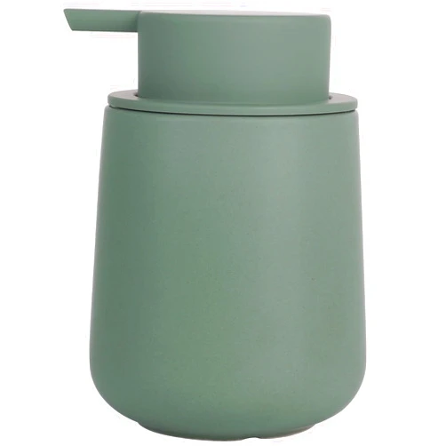 INGOFIN Ceramic Lotion Dispenser - 12oz Refillable Hand Soap Dispenser Bathroom, Modern Liquid Soap Dispenser with Pump, Dish Soap Dispenser for Kitchen, Matte Green
