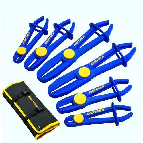 Evertools 6pcs Hose Pinch Clamp Pliers Set, Brake Line Hose Clamps Pliers Set, Fuel Line Disconnect Tool for Flexible Hoses Gas Lines Radiator Hoses with Oxford Tool Bag