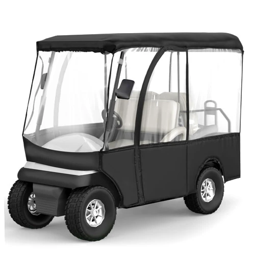Solim Golf Cart Enclosures 2/4 Passenger for Club Car DS Precedent，Golf Cart Cover for 2/4 Person, with Roll-Up and Removable Windshield 600D Oxford Rain Cover All Weather Outdoor Protection