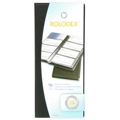 Rolodex Vinyl Business Card Book with A-Z Tabs, Holds 96 Cards of 2.25 x 4 Inches, Black (67467)