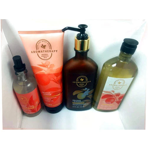 Bath & Body Works Bath and Body Works Aromatherapy ORANGE GINGER Deluxe Gift Set - Body Cream - Body Lotion - Body Wash and Essential Oil Mist - Full Size