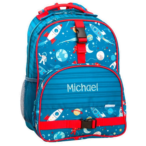 Personalization Universe Kids Backpack - Space Embroidered All Over Print by Stephen Joseph, Perfect for Boys and Girls, Customizable School Bag with Name, Personalized Embroidered Bookbag