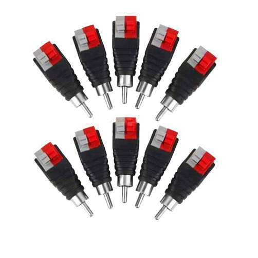 MATTOX Speaker Wire Cable to Audio Male RCA Connector Adapter Jack Plug 10pcs/Set