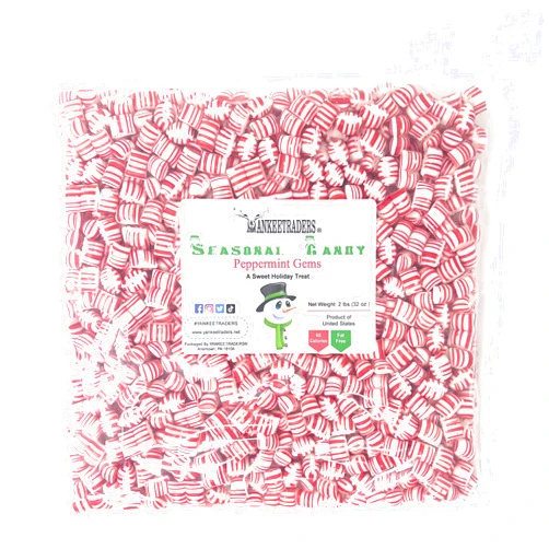 YANKEETRADERS Yankee Traders Brand Peppermint Gems Candy, 2 Pounds