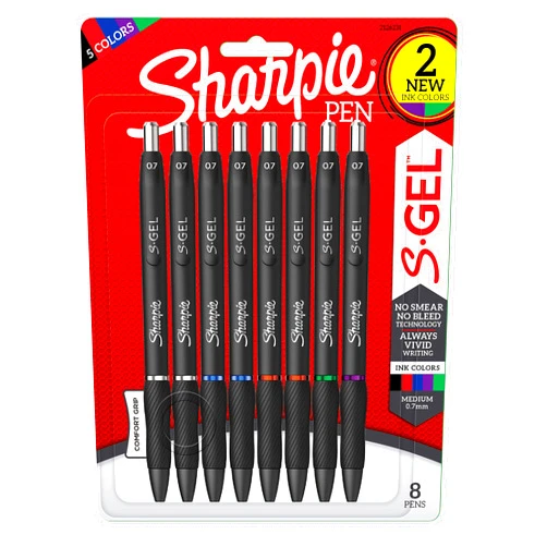 Sharpie S-Gel, Gel Pens, Drawing Pens, Gel Ink Pens For Journaling, Writing Pens, Coloring Pens, Medium Point Pens (0.7Mm), Assorted Colors, 8 Count