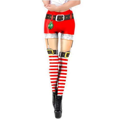 IBTOM CASTLE Women's Ugly Christmas Leggings Santa Claus 3D Print High Waist Funny Costume Xmas Holiday Yoga Tights Pants