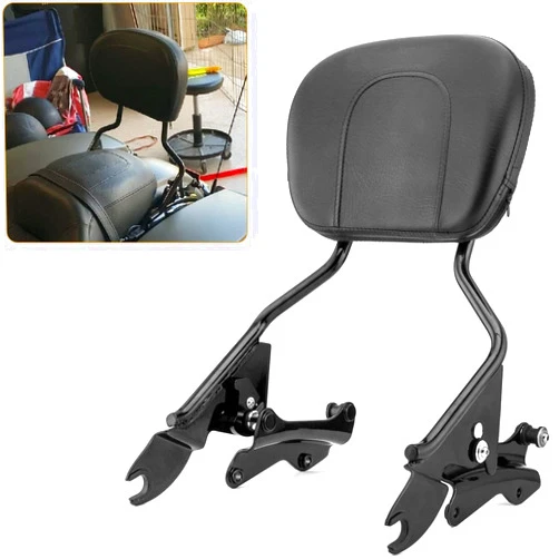 Dasen Sissy Bar with 4-Point Docking Hardware Kits, Detachable Passenger Backrest Compatible with Harley Touring Road Glide Street Glide Electra Glide Road King 2014-2024 Black
