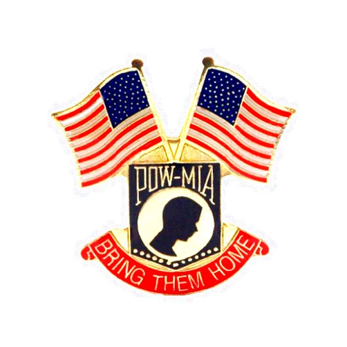 Pin And Patch Man POW MIA Shield With 2 USA Flags Lapel Hat Pin Military Marines Army PPM483