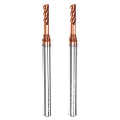 HARFINGTON 2pcs Square Nose End Mill 4mm Shank 2.5mm x 12mm AlTiSin Coated Solid Carbide Long Reach Extended Neck 4 Flutes CNC Router Bit Milling Cutter for Stainless Steel Hardened Steel