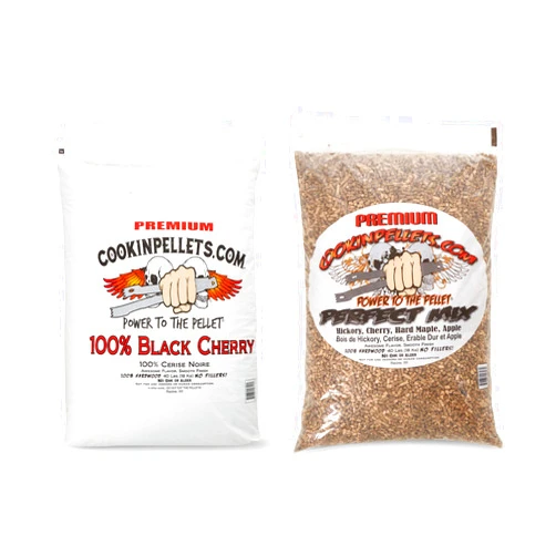 CookinPellets 40 Lb Perfect Mix Hickory, Cherry, Hard Maple, Apple Wood Pellets Bundle with CookinPellets Black Cherry Smoker Smoking Hardwood Wood Pellets, 40 Pound Bag