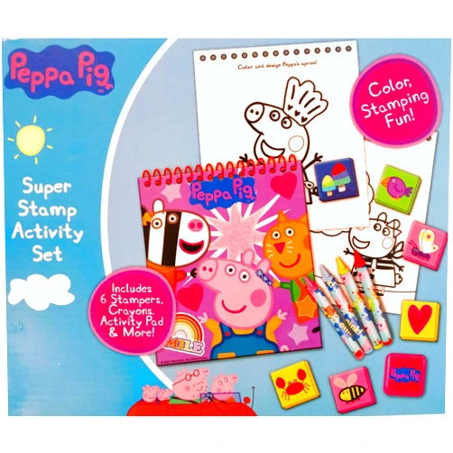 Tara Toy Corp 31 Piece, Peppa Pig, Super Stamp Activity Set, Arts & Crafts for Kids, Imaginative Play, Art Supplies, Ages 3+ (Pink-Peppa)