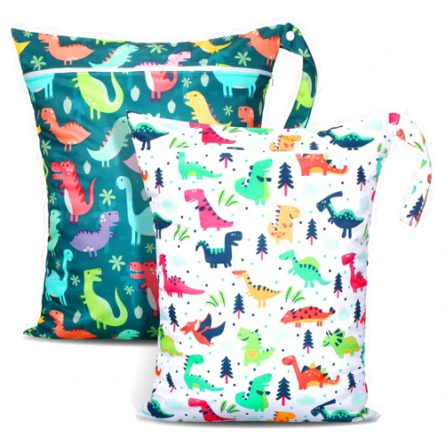 Shappy 2 Pcs Large Travel Laundry Bag Washable Waterproof Wet Dry Bag Large Dirty Clothes Bag Bathing Workout Bag(Dinosaur Style)