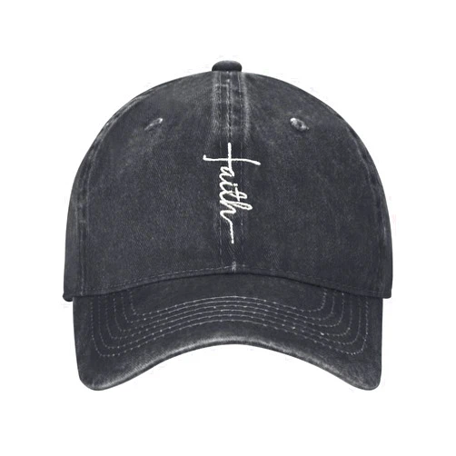 AIMASTZ Walk with Jesus Embroidered Baseball Cap Vintage Adjustable Washed Cotton Christian Hat for Men Women,Black