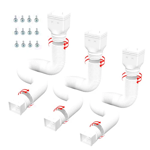 Aurorareveal 3 Pack white Rain Gutter Downspout Extensions Flexible,Drain Downspout Extender Connector 20