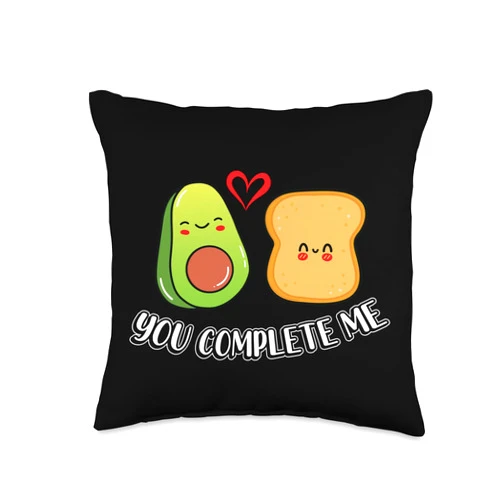 Cute Kawaii Japan Funny Foodie Cuisine Culture Fan Kawaii Avocado and Toast Lover Foodie Cute Breakfast Food Throw Pillow, 16x16, Multicolor