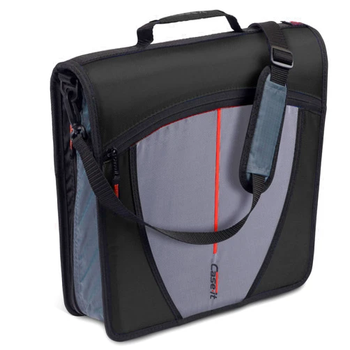 Case it Case-it Mighty Zip Tab School Zipper Binder | 3-Inch O-Rings, 600-Sheet Capacity, 5-Subject Expanding File Folder, Multiple Pockets & Storage Organizer, Shoulder Strap | D-146 Jet Black