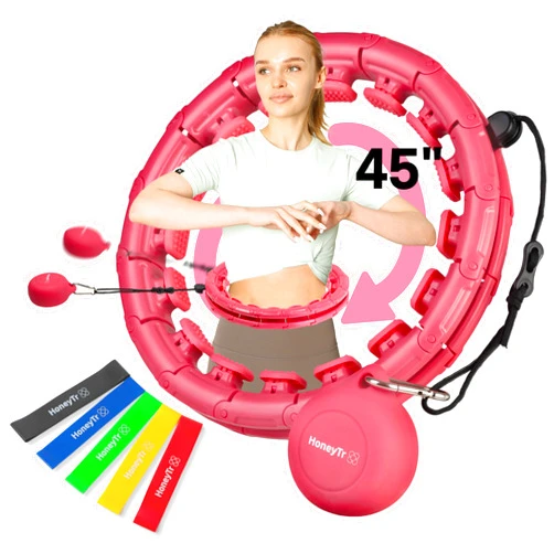 HoneyTr Smart Weighted Fit Hoop for Adults Weight Loss Infinity Weighted Hula Circle for Women Exercise Adjustable Smart Hoop for Waist Sizes 25–45 Inches – Home Workout Equipment by HoneyTr