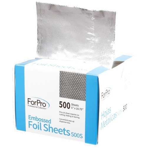 ForPro Professional Collection Embossed Foil Sheets 500S, Aluminum Foil, Pop-Up Dispenser, for Hair Color Application and Highlighting Services, Food Safe, 5” W x 10.75” L, 500 Count